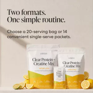 USANA Clear Protein + Creatine Mix Twisted Citrus - 20-serving bag and 14 single-serve packets